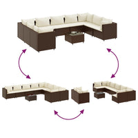 Thumbnail for 10-tlg. Garten-Sofagarnitur mit Kissen Braun Poly Rattan