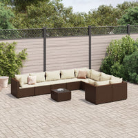 Thumbnail for 10-tlg. Garten-Sofagarnitur mit Kissen Braun Poly Rattan