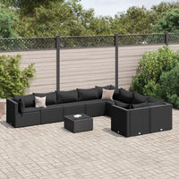 Thumbnail for 10-tlg. Garten-Sofagarnitur mit Kissen Schwarz Poly Rattan