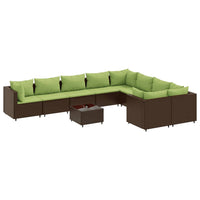 Thumbnail for 10-tlg. Garten-Sofagarnitur mit Kissen Braun Poly Rattan