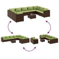 Thumbnail for 10-tlg. Garten-Sofagarnitur mit Kissen Braun Poly Rattan