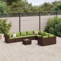 Thumbnail for 10-tlg. Garten-Sofagarnitur mit Kissen Braun Poly Rattan