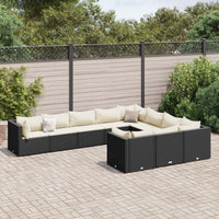 Thumbnail for 10-tlg. Garten-Sofagarnitur mit Kissen Schwarz Poly Rattan