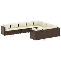 Thumbnail for 10-tlg. Garten-Sofagarnitur mit Kissen Braun Poly Rattan