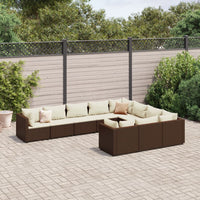 Thumbnail for 10-tlg. Garten-Sofagarnitur mit Kissen Braun Poly Rattan