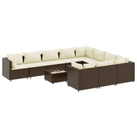 Thumbnail for 11-tlg. Garten-Sofagarnitur mit Kissen Braun Poly Rattan