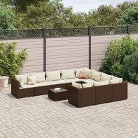 Thumbnail for 11-tlg. Garten-Sofagarnitur mit Kissen Braun Poly Rattan