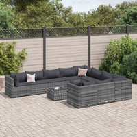 Thumbnail for 11-tlg. Garten-Sofagarnitur mit Kissen Grau Poly Rattan