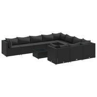 Thumbnail for 11-tlg. Garten-Sofagarnitur mit Kissen Schwarz Poly Rattan