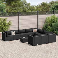 Thumbnail for 11-tlg. Garten-Sofagarnitur mit Kissen Schwarz Poly Rattan