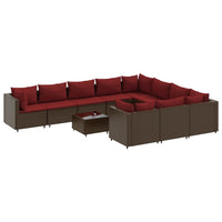 Thumbnail for 11-tlg. Garten-Sofagarnitur mit Kissen Braun Poly Rattan