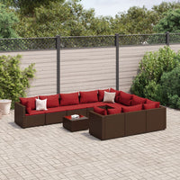 Thumbnail for 11-tlg. Garten-Sofagarnitur mit Kissen Braun Poly Rattan