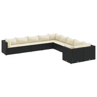 Thumbnail for 10-tlg. Garten-Sofagarnitur mit Kissen Schwarz Poly Rattan