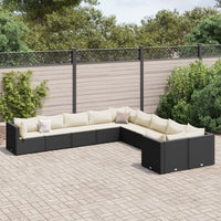 Thumbnail for 10-tlg. Garten-Sofagarnitur mit Kissen Schwarz Poly Rattan