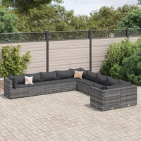 Thumbnail for 10-tlg. Garten-Sofagarnitur mit Kissen Grau Poly Rattan