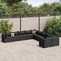 Thumbnail for 10-tlg. Garten-Sofagarnitur mit Kissen Schwarz Poly Rattan