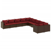 Thumbnail for 10-tlg. Garten-Sofagarnitur mit Kissen Braun Poly Rattan