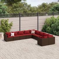 Thumbnail for 10-tlg. Garten-Sofagarnitur mit Kissen Braun Poly Rattan