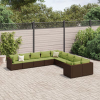 Thumbnail for 10-tlg. Garten-Sofagarnitur mit Kissen Braun Poly Rattan