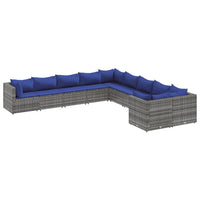Thumbnail for 10-tlg. Garten-Sofagarnitur mit Kissen Grau Poly Rattan