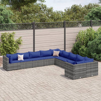 Thumbnail for 10-tlg. Garten-Sofagarnitur mit Kissen Grau Poly Rattan