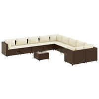 Thumbnail for 11-tlg. Garten-Sofagarnitur mit Kissen Braun Poly Rattan