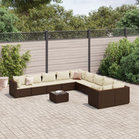 Thumbnail for 11-tlg. Garten-Sofagarnitur mit Kissen Braun Poly Rattan