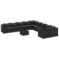 Thumbnail for 11-tlg. Garten-Sofagarnitur mit Kissen Schwarz Poly Rattan