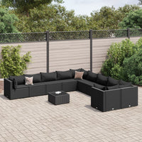 Thumbnail for 11-tlg. Garten-Sofagarnitur mit Kissen Schwarz Poly Rattan