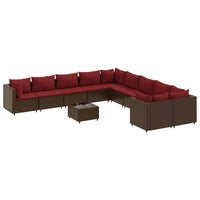 Thumbnail for 11-tlg. Garten-Sofagarnitur mit Kissen Braun Poly Rattan
