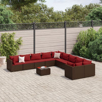 Thumbnail for 11-tlg. Garten-Sofagarnitur mit Kissen Braun Poly Rattan