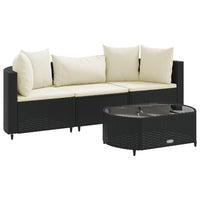 Thumbnail for 4-tlg. Garten-Sofagarnitur mit Kissen Schwarz Poly Rattan