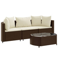 Thumbnail for 4-tlg. Garten-Sofagarnitur mit Kissen Braun Poly Rattan