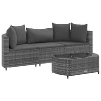 Thumbnail for 4-tlg. Garten-Sofagarnitur mit Kissen Grau Poly Rattan