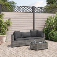 Thumbnail for 4-tlg. Garten-Sofagarnitur mit Kissen Grau Poly Rattan