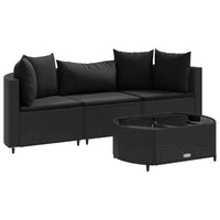 Thumbnail for 4-tlg. Garten-Sofagarnitur mit Kissen Schwarz Poly Rattan