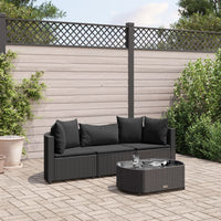 Thumbnail for 4-tlg. Garten-Sofagarnitur mit Kissen Schwarz Poly Rattan