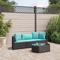 Thumbnail for 4-tlg. Garten-Sofagarnitur mit Kissen Schwarz Poly Rattan