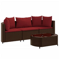 Thumbnail for 4-tlg. Garten-Sofagarnitur mit Kissen Braun Poly Rattan