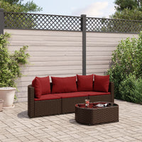 Thumbnail for 4-tlg. Garten-Sofagarnitur mit Kissen Braun Poly Rattan