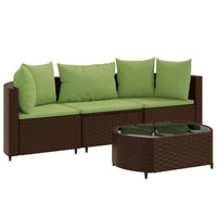Thumbnail for 4-tlg. Garten-Sofagarnitur mit Kissen Braun Poly Rattan