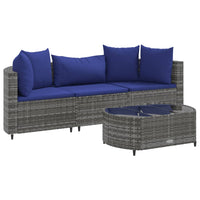 Thumbnail for 4-tlg. Garten-Sofagarnitur mit Kissen Grau Poly Rattan