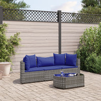 Thumbnail for 4-tlg. Garten-Sofagarnitur mit Kissen Grau Poly Rattan