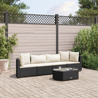 Thumbnail for 5-tlg. Garten-Sofagarnitur mit Kissen Schwarz Poly Rattan