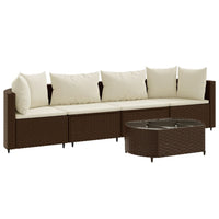 Thumbnail for 5-tlg. Garten-Sofagarnitur mit Kissen Braun Poly Rattan