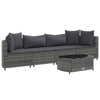 Thumbnail for 5-tlg. Garten-Sofagarnitur mit Kissen Grau Poly Rattan
