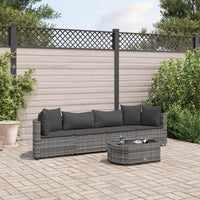 Thumbnail for 5-tlg. Garten-Sofagarnitur mit Kissen Grau Poly Rattan