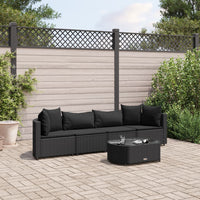 Thumbnail for 5-tlg. Garten-Sofagarnitur mit Kissen Schwarz Poly Rattan