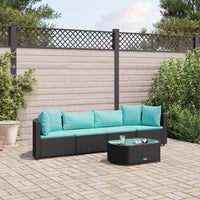 Thumbnail for 5-tlg. Garten-Sofagarnitur mit Kissen Schwarz Poly Rattan