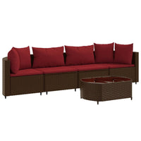 Thumbnail for 5-tlg. Garten-Sofagarnitur mit Kissen Braun Poly Rattan